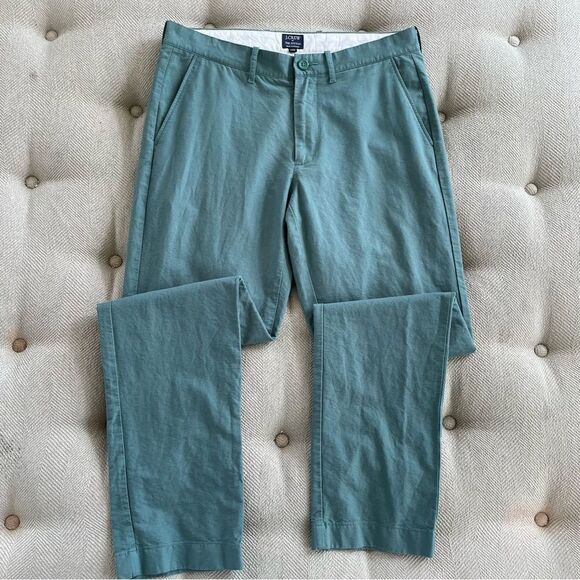 J Crew The Sutton Green Straight Fit Green Cotton Chinos 31 x 31 - Picture 1 of 7